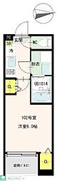 リバーライト梅島 1Kの間取図画像