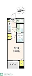 リバーライト梅島 1Kの間取図画像