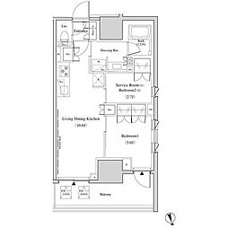 ザ・パークハビオ北千住 2LDKの間取図画像