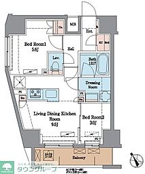 ラグゼナ北千住II 2LDKの間取図画像