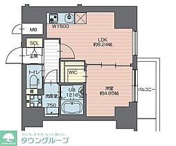プレジオ西新井 9階1LDKの間取り