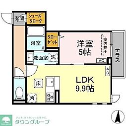 セレスティア加賀 1階1LDKの間取り