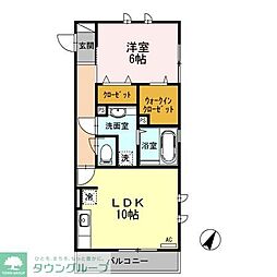 PARTNER 2階1LDKの間取り