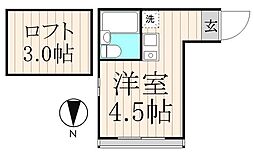 シャンテ堀切菖蒲園 3階ワンルームの間取り