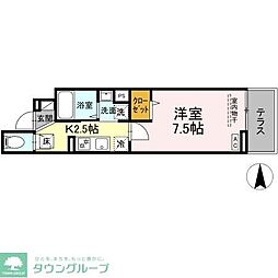 セレスティア南花畑IV 1階1Kの間取り