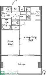 アーバハイツ六町環七北通り 1LDKの間取図画像