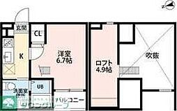 シガースN 1Kの間取図画像
