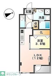 エクセルハイム坪井2 1LDKの間取図画像
