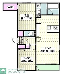 LUXRES 向山テラス 2LDKの間取図画像