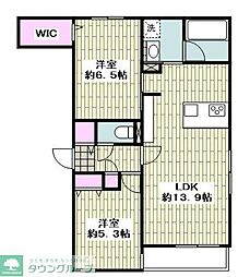 LUXRES 向山テラス 2LDKの間取図画像
