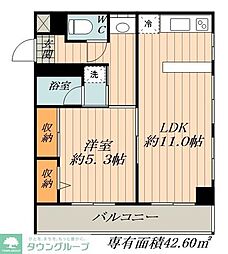 名鉄河和線 知多半田駅 徒歩15分の賃貸マンション 2階1LDKの間取り