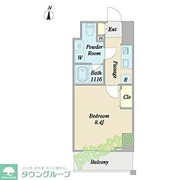 WESTIN上前津 1Kの間取図画像