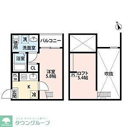 名鉄名古屋本線 栄生駅 徒歩8分の賃貸アパート 2階1Kの間取り