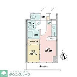 ラドゥセール今池 1LDKの間取図画像