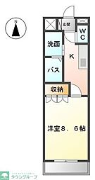名鉄名古屋本線 山王駅 徒歩4分の賃貸アパート 2階1Kの間取り
