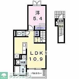 名古屋市営桜通線 桜山駅 徒歩9分の賃貸アパート 2階1LDKの間取り