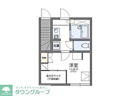 レオパレスリヴァー 1階1Kの間取り