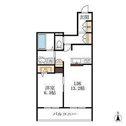 メゾン天白公園東E 4階1LDKの間取り