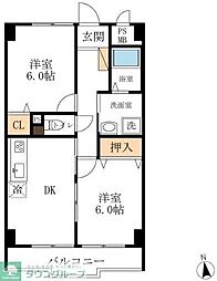 JR関西本線 春田駅 徒歩20分の賃貸マンション 2階2DKの間取り