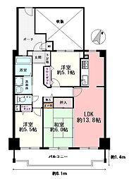 サーパスシティ前原壱番館 3LDKの間取図画像