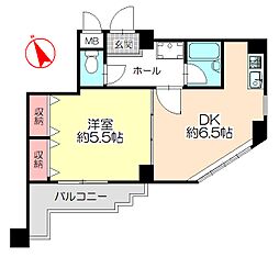 キャッスルマンション箱崎A号館 1DKの間取図画像