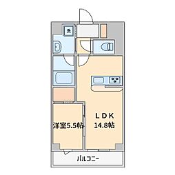 ペンテプラノ 1LDKの間取図画像