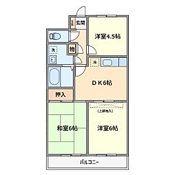 サンヒルズ2 3DKの間取図画像