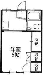 むつみ荘 1Kの間取図画像