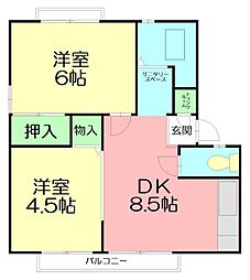 アーバン松が岡 2DKの間取図画像