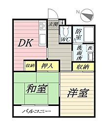 ラフェリア湘南参番館 2DKの間取図画像