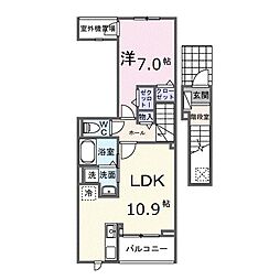 藤沢市石川1丁目アパート 1LDKの間取図画像