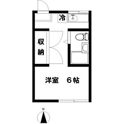 メゾン高倉 1Kの間取図画像