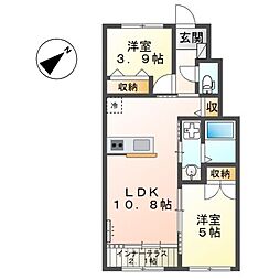 クオリア湘南 2LDKの間取図画像