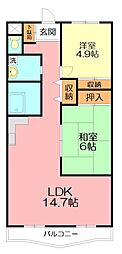 ベルパレス湘南 2LDKの間取図画像