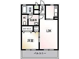 グリーンハイツ茅ヶ崎 1LDKの間取図画像
