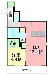 AI　グランディール　鵠沼 1階1LDKの間取り