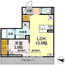 藤沢市湘南台4丁目アパート 1LDKの間取図画像