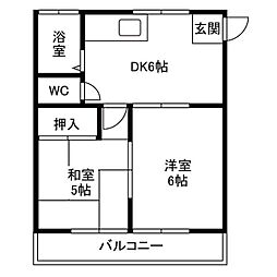 浜竹ユーホーム 2DKの間取図画像