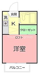 カーサ鵠沼 1Kの間取図画像