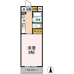 レガート湘南台 1Kの間取図画像
