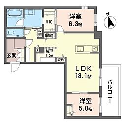 ウィズプラス大船 2LDKの間取図画像
