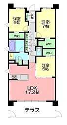クリオ茅ヶ崎中海岸グランヴィラ 3LDKの間取図画像