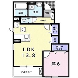 カーサモデルノ2 1LDKの間取図画像