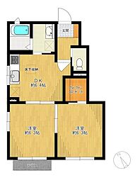 ロジュマン鵠沼 2DKの間取図画像