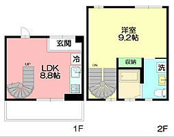 鵠ノ杜舎椚棟 1LDKの間取図画像