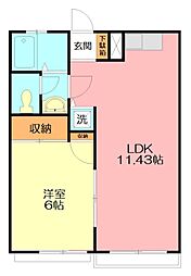パレス茅ヶ崎 1LDKの間取図画像