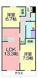 ペイサージュ 2LDKの間取図画像