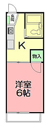 サン・フォレットB棟 1Kの間取図画像