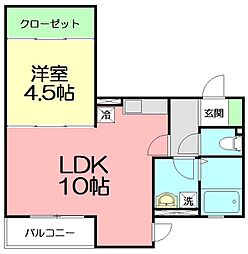アルウス湘南 1LDKの間取図画像