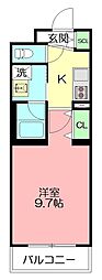メゾンリヴェール 1Kの間取図画像